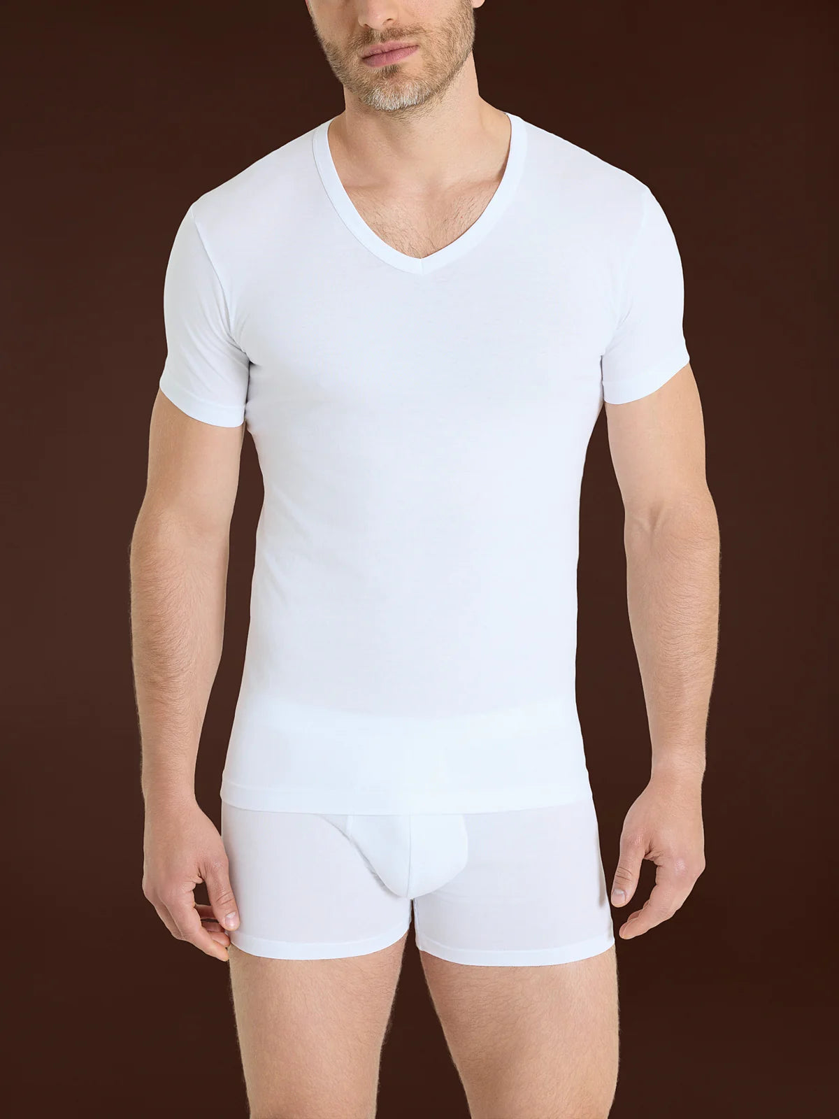 Maglietta Uomo Scollo a V Manica Corta 100% Cotone Seamless Fit – Bipack 601418