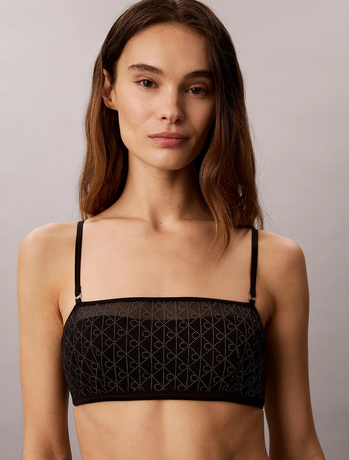 Reggiseno a fascia leggermente imbottito Calvin Klein Minimalist Emblem Mesh