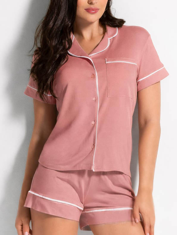 Pigiama Corto in Cotone Modal con Profilo Love and Bra