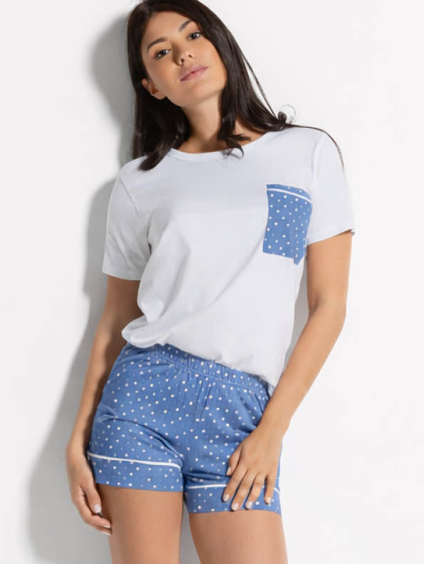 Pigiama Corto con Pois, Love and Bra