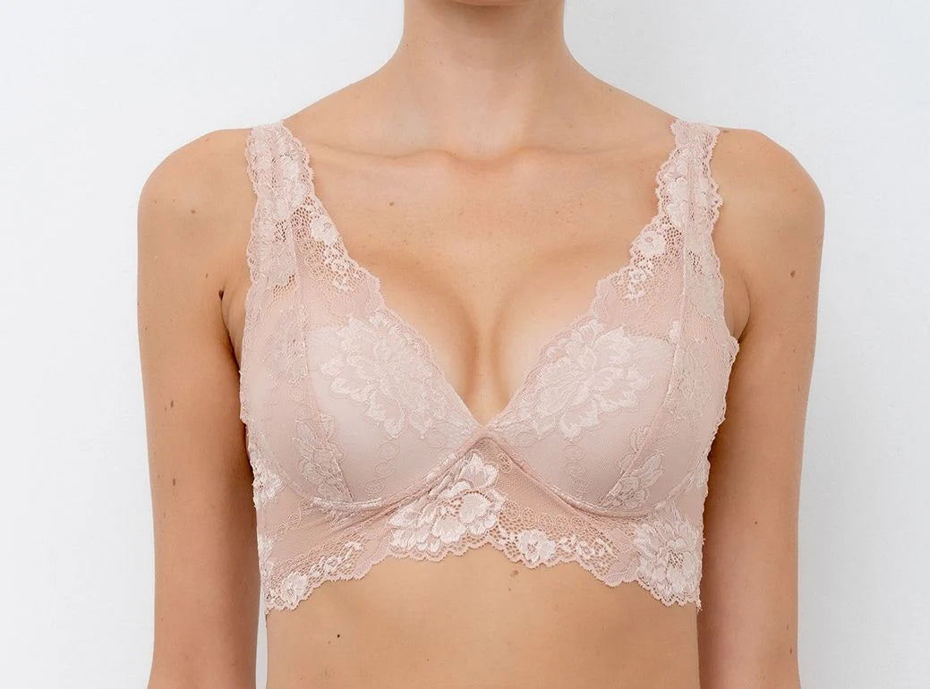 Lormar Gem Bralette in Pizzo con Coppe Push-Up Invisibili in Gel